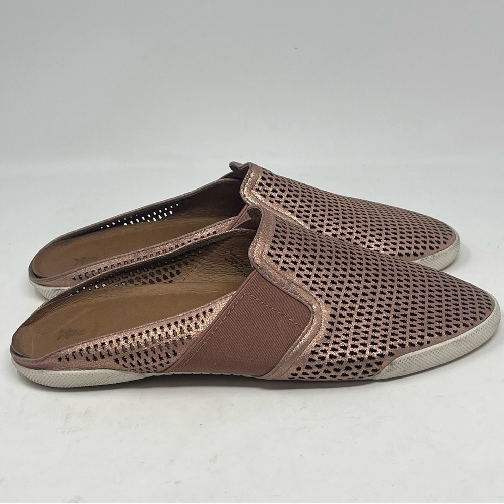 Frye Melanie Gore Mule Womens 10 Rose Gold Leather Perforated Slip On Ballet
